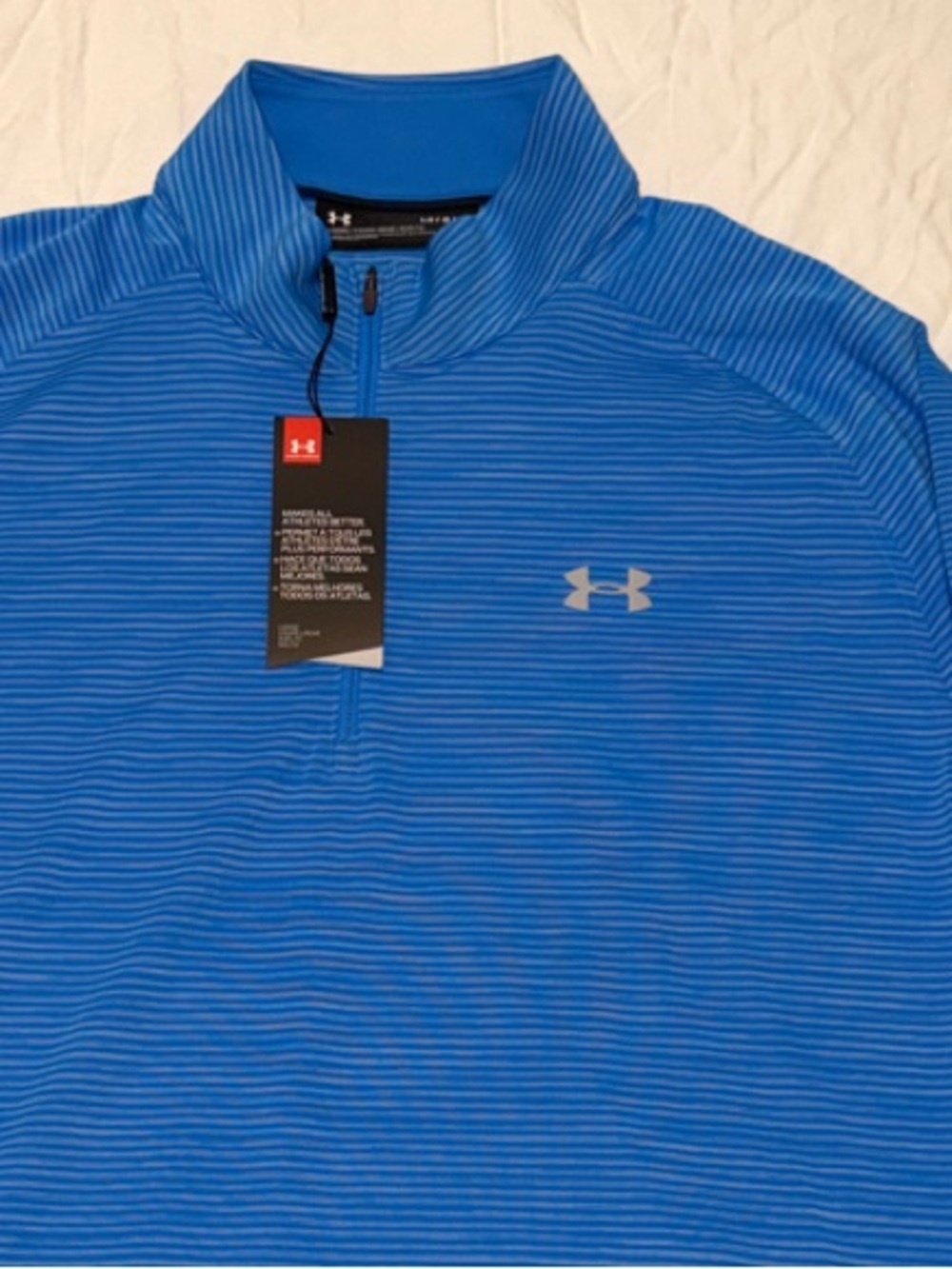 Under Armour Royal Blue Striped Quarter-Zip Pullover (L) NWT